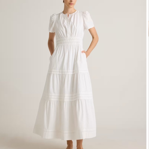 Quince Dresses & Skirts - NWT Quince White Tiered Short-Sleeve Maxi Dress Size Large